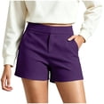 thumbnail image 1 of Women's Chino Shorts Pull On High Waisted Inseam Soft Stretch Solid Color Summer Casual Shorts with Pockets Purple S(S), 1 of 6