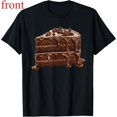thumbnail image 1 of Women's Chocolate Cake Graphic Comfortable T Shirt Casual Breathable Short Sleeve Round Neck Top Black S-5XL, 1 of 5