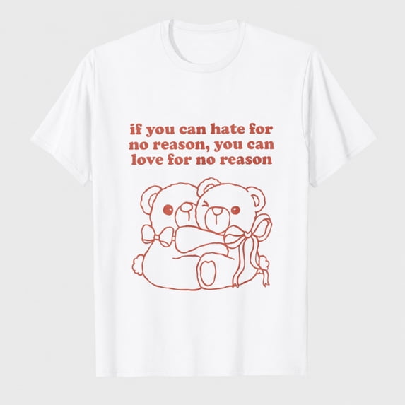 Women's Choose Love Teddy Bear Graphic T-Shirt, Positive Quote Casual Short Sleeve Tee
