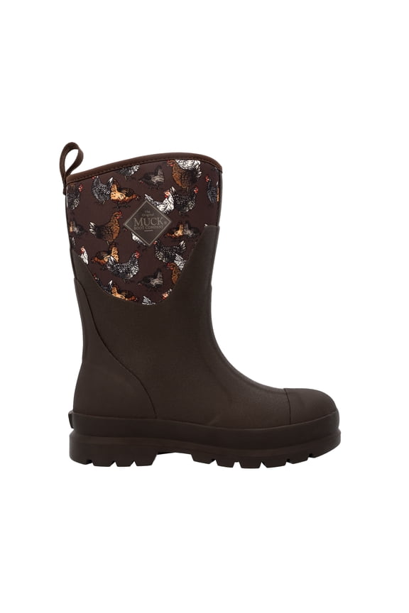 Muck Women's Chore Classic Mid Boots Dark Brown/Chicken Print 9B      (Medium)