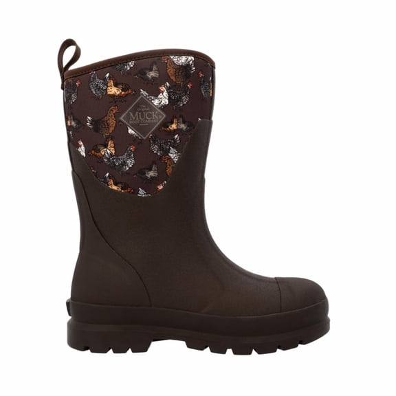 Muck Women's Chore Classic Mid Boots Dark Brown/Chicken Print 10B     (Medium)