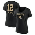 thumbnail image 1 of Women's Chris Olave Black New Orleans Saints Team Wordmark Player Name & Number V-Neck T-Shirt, 1 of 3