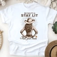thumbnail image 1 of Women’s Christian Cowgirl T-Shirt – Be Salty & Stay Lit, Jesus Has Your Back Western Tee, White, Size S, 1 of 6