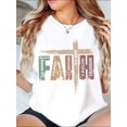 thumbnail image 1 of Women's Christian Cross Graphic T-Shirt, KJV Bible Verse Faith Casual Tee, 220g Spiritual Religious Wear, 1 of 4