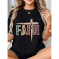 thumbnail image 1 of Women's Christian Cross Graphic T-Shirt, KJV Bible Verse Faith Casual Tee, 220g Spiritual Religious Wear, 1 of 4