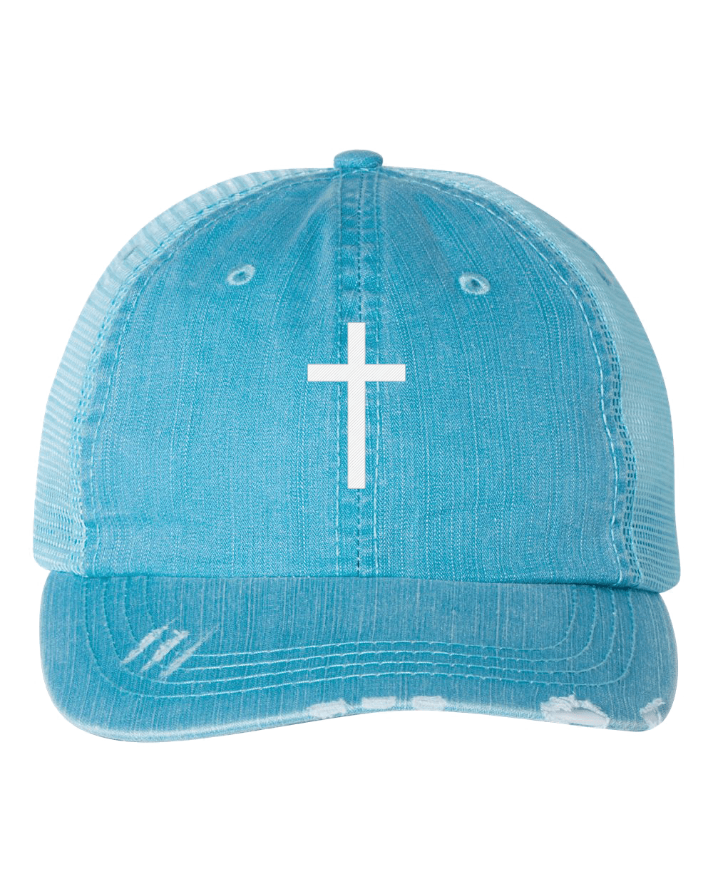 Women's cross hat baseball cap, small design in corner, embroidered Christian gi