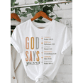 thumbnail image 1 of Women's Christian Faith Graphic T-Shirt, Inspirational Bible Verse Print Casual Crew Neck Short Sleeve Tee, Church Shirt Gift for Mom, Wife, Sister, Daughter, 1 of 5