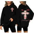 thumbnail image 1 of Women's Christian Graphic Hoodie, Jesus Bible Verse Faith Pullover Hooded Sweatshirt, Religious Casual Top, 1 of 8