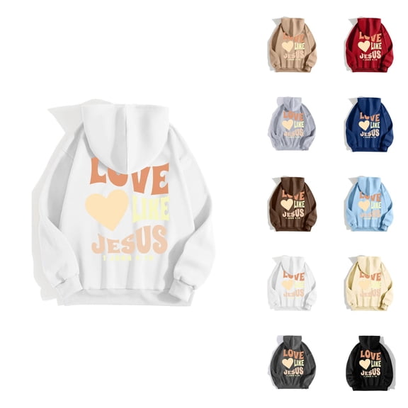 Women's Christian Hoodie 2025 Fall Winter Fashion Love Like Jesus Christian Hoodie Sweatshirt with Pockets Pullover Top