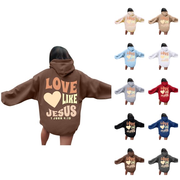 Women's Christian Hoodie 2025 Fall Winter Long Sleeve Bible Verse Graphic Hooded Sweatshirt with Pockets Pullover Tops