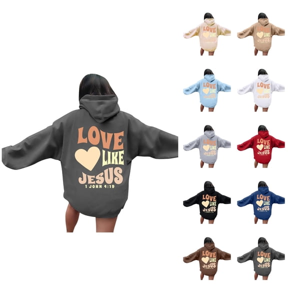 Women's Christian Hoodie 2025 Fall Winter Long Sleeve Bible Verse Graphic Hooded Sweatshirt with Pockets Pullover Tops