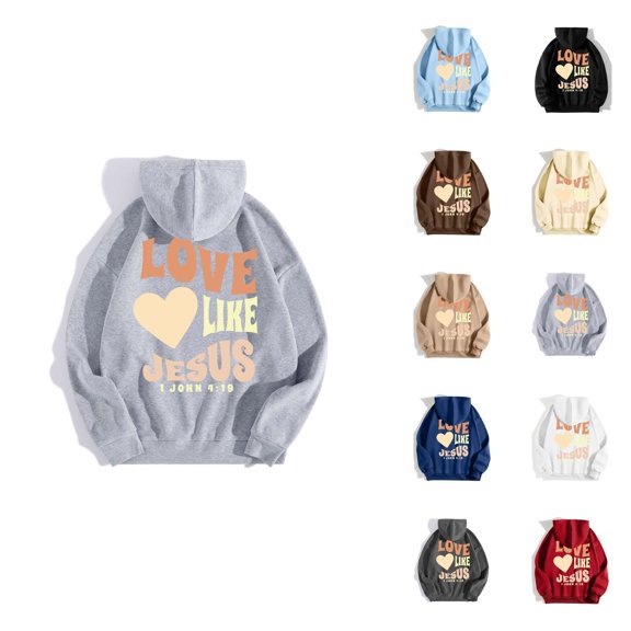 Women's Christian Hoodie 2025 Trendy Fall Winter Love Like Jesus Christian Sweatshirt with Pockets Pullover Top
