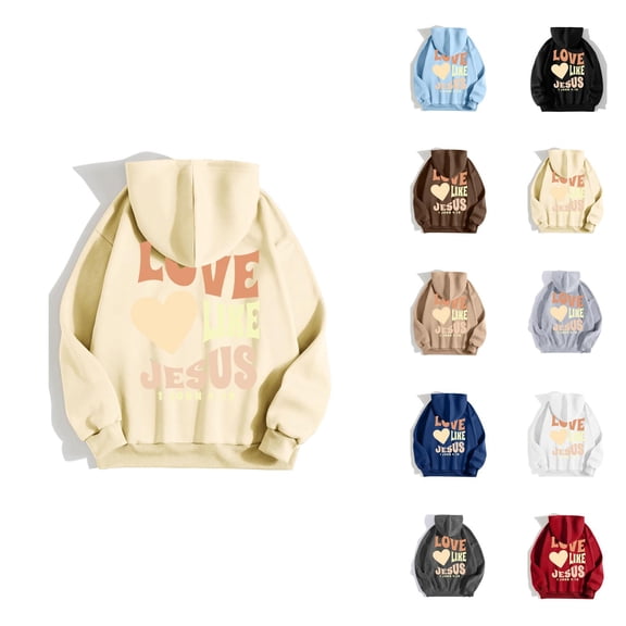 Women's Christian Hoodie 2025 Trendy Fall Winter Love Like Jesus Christian Sweatshirt with Pockets Pullover Top