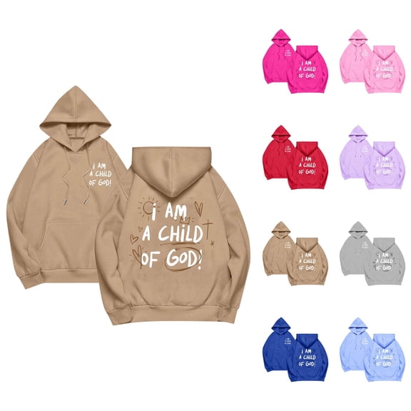 Women's Christian Hoodie 2026 Fall Winter Long Sleeve Y2K Graphic Bible Verse Hooded Sweatshirt with Pockets Pullover Top
