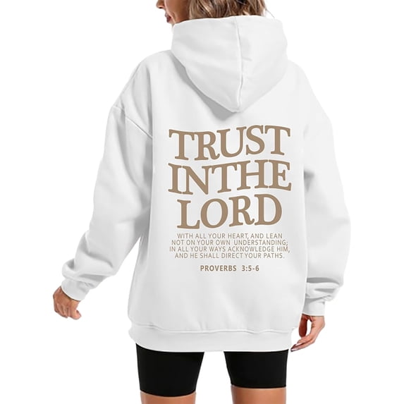 Women's Christian Hoodies Faith Trust In The Lord Graphic Long Sleeve Hooded Sweatshirts 2026 Trendy Casual Loose Spring Clothes