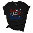 thumbnail image 1 of Women's Christian Red, White & Blessed Patriotic Fourth of July Independence Day Short Sleeve T-shirt Graphic Tee Graphic Tee-Black-large, 1 of 4