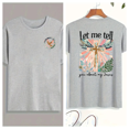 thumbnail image 1 of Women's Christian Testimony Print Tees "Let Me Tell You About My Jesus" - Dove Chest Emblem & Floral Cross Back Design，Trendy for Daily Short Sleeve Tops, 1 of 3