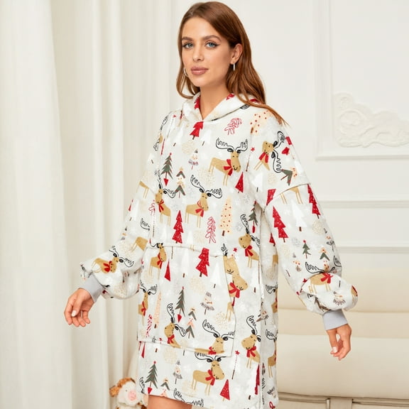 Women's Christmas Beach Blanket Robe Soft and skin-friendly, with pockets The perfect choice for everyday relaxation at home