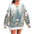 thumbnail image 1 of Women's Christmas Bow Sweatshirt Long Sleeve Drop Shoulder Pullover Christmas Tree Print Jumpers Crewneck Sweatshirts Tops Funny Xmas Sweaters Casual Blouse Novelty Xmas Costume, 1 of 5