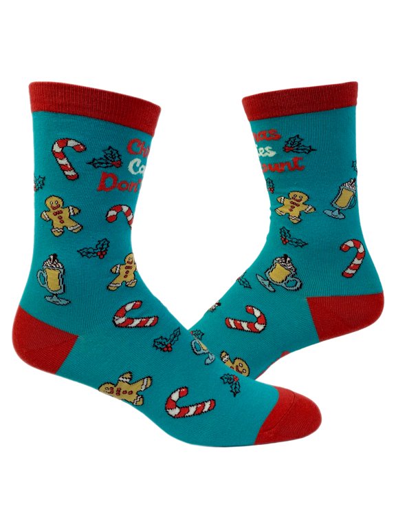 Women's Christmas Calories Don't Count Socks Funny Cookies Food Novelty Graphic Footwear