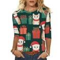 thumbnail image 1 of Women's Christmas Checked Sweatshirts Funny Christmas Elk Print Blouses Thermal Lounge Warm Blouses Relaxed Fit Pullover Sweater Blouse 3/4 Sleeve Christmas Outfits, 1 of 7