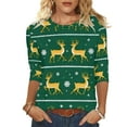 thumbnail image 1 of Women's Christmas Checked Sweatshirts Funny Christmas Elk Print Blouses Thermal Lounge Warm Blouses Relaxed Fit Pullover Sweater Blouse 3/4 Sleeve Christmas Outfits, 1 of 7