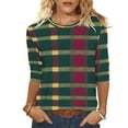 thumbnail image 1 of Women's Christmas Checked Sweatshirts Funny Christmas Elk Print Blouses Thermal Lounge Warm Blouses Relaxed Fit Pullover Sweater Blouse 3/4 Sleeve Christmas Outfits, 1 of 7