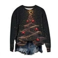 thumbnail image 1 of Women's Christmas Clothing Loose Graphic Sweatshirt Crewneck Long Sleeve Xmas Holiday Festive Tops for Women (2XL, Black), 1 of 6