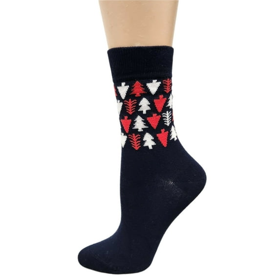 Women's Christmas Tree Crew Socks – Soft Silky Viscose Holiday Socks, Festive Gift for Women