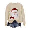thumbnail image 1 of Women’s Christmas Crewneck Sweatshirt Loose Fit Long Sleeve Holiday Pullover Cute Santa Graphic Top Festive Fall Winter Graphic Tee for Seasonal Celebrations, 1 of 8