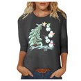 thumbnail image 1 of Women's Christmas Crop Sleeve T Shirt: Snowman Pattern Shirt Merry Christmas T Shirt Christmas Top, 1 of 4