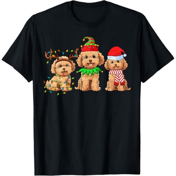 Women's Christmas Dog Graphic Breathable T Shirt Cotton Short Sleeve Round Neck Top Black S-5XL
