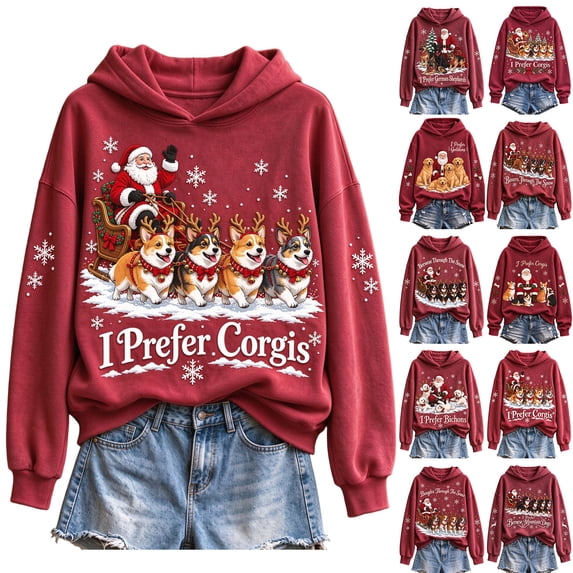 Women's Christmas Dog Graphic Hooded Sweatshirt - Walmart.com