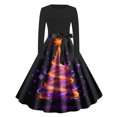 thumbnail image 1 of Women's Christmas Dress Long Sleeve Crewneck Printed A Lined Evening Skirt Red XL, 1 of 5
