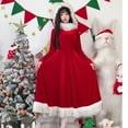 thumbnail image 1 of Women's Christmas Dress Long Sleeve Crewneck Xmas Party Outfits with Faux Fur Hood Red M, 1 of 6