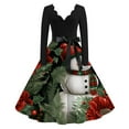 Women's Vintage Christmas Dress Long Sleeve Snowman Print ALine Swing
