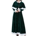 thumbnail image 1 of Women's Christmas Dresses Long Velvet Dress Crewneck Hooded Santa Outfits with Shawl Cape Green L, 1 of 5