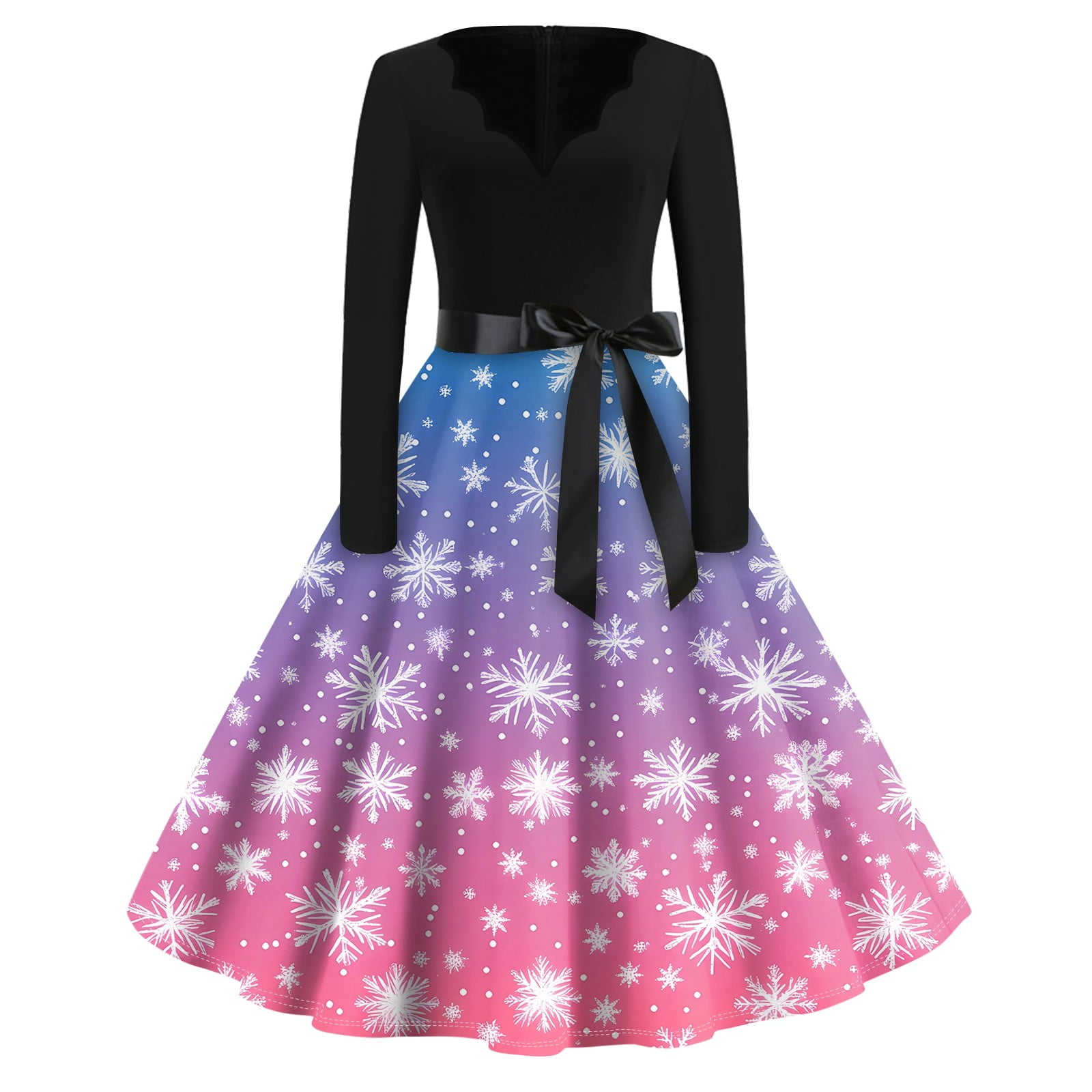 Women's Christmas Dresses Xmas Snowflake Print 1950s Vintage Dress