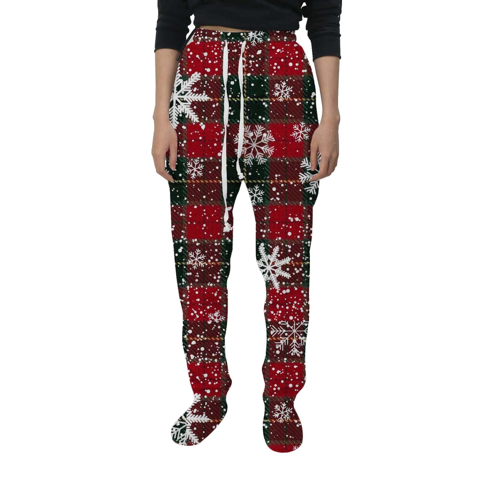 Women's Christmas Flannel Pants Plus Size Fall Leggings for Women Warm