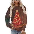 thumbnail image 1 of Women's Christmas Fleece Sweatshirt Long Sleeve Crew Neck Santa Claus Christmas Tree Graphic Print Casual Loose Hoodies for Holiday Party Multicolor-13 L, 1 of 9