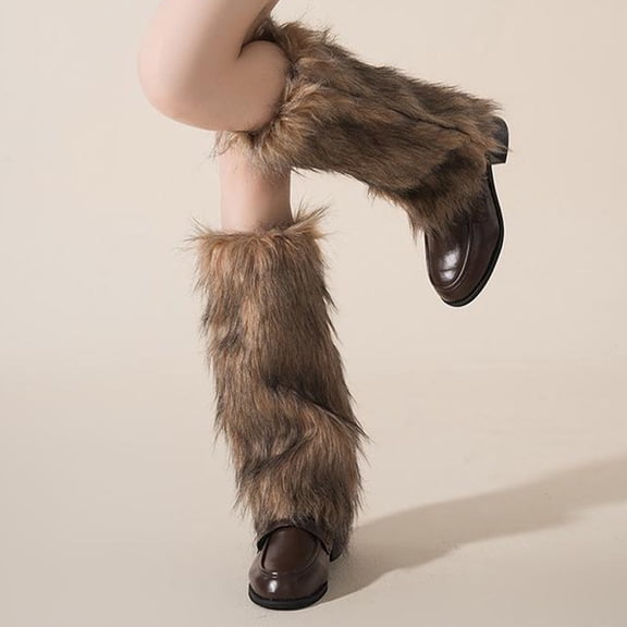 Women's Christmas Fuzzy Leg Warmers 12 Inch, Thick Plush Boot Covers for Winter, Stretchy Footless Stockings for Holiday Parties, Soft Warm Leg Sleeves in 5 Colors for Cold Weather