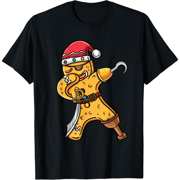 Women’s Christmas Gingerbread Man Graphic Tee – Cute Holiday Short Sleeve T-Shirt