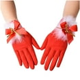 thumbnail image 1 of Women's Christmas Gloves with Bow Velvet Holiday Gloves for Christmas Parties Red Free Size, 1 of 6