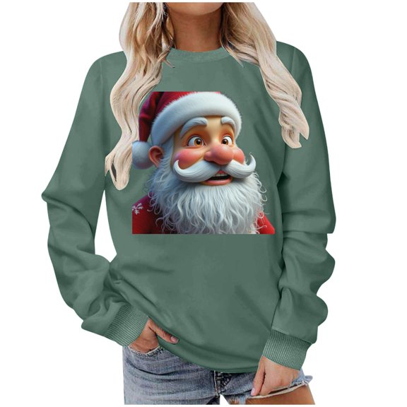 Women's Christmas Going Out Tops Christmas Sweatshirts Merry Christmas Tops Funny Holiday Outfits Santa Crewneck Pullover