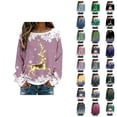 thumbnail image 1 of Women's Christmas Graphic Shirts 2025 Long Sleeve Crewneck Ribbed Knit Holiday Casual Tshirt Shirt, 1 of 1