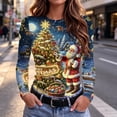 thumbnail image 1 of Women's Christmas Graphic Tee Long Sleeve Crew Neck Slim Fit Holiday Print T Shirt for Festive Party and Casual Daily Wear, 1 of 7