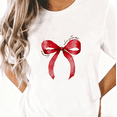 thumbnail image 1 of Women’s Christmas Graphic Tee Red Bow Merry Christmas Minimalist Holiday Top S-5XL, 1 of 5