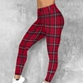 thumbnail image 1 of Women's Christmas Halloween Leggings High Waisted Soft Stretchy Plaid Printed Yoga Tights M, 1 of 9