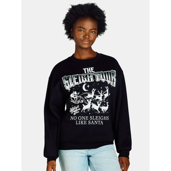 Women’s Christmas Holiday Sleigh Tour Graphic Sweatshirt, Sizes XXS-XXL