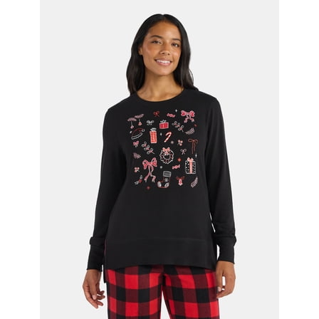 Women's Christmas Holiday Spread Crewneck Hacci Top from Holiday Time, Sizes S-XXXL